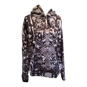 ACIDMATH All Over Print Hoodie Sweatshirt Abstract Graphic Black White XL
